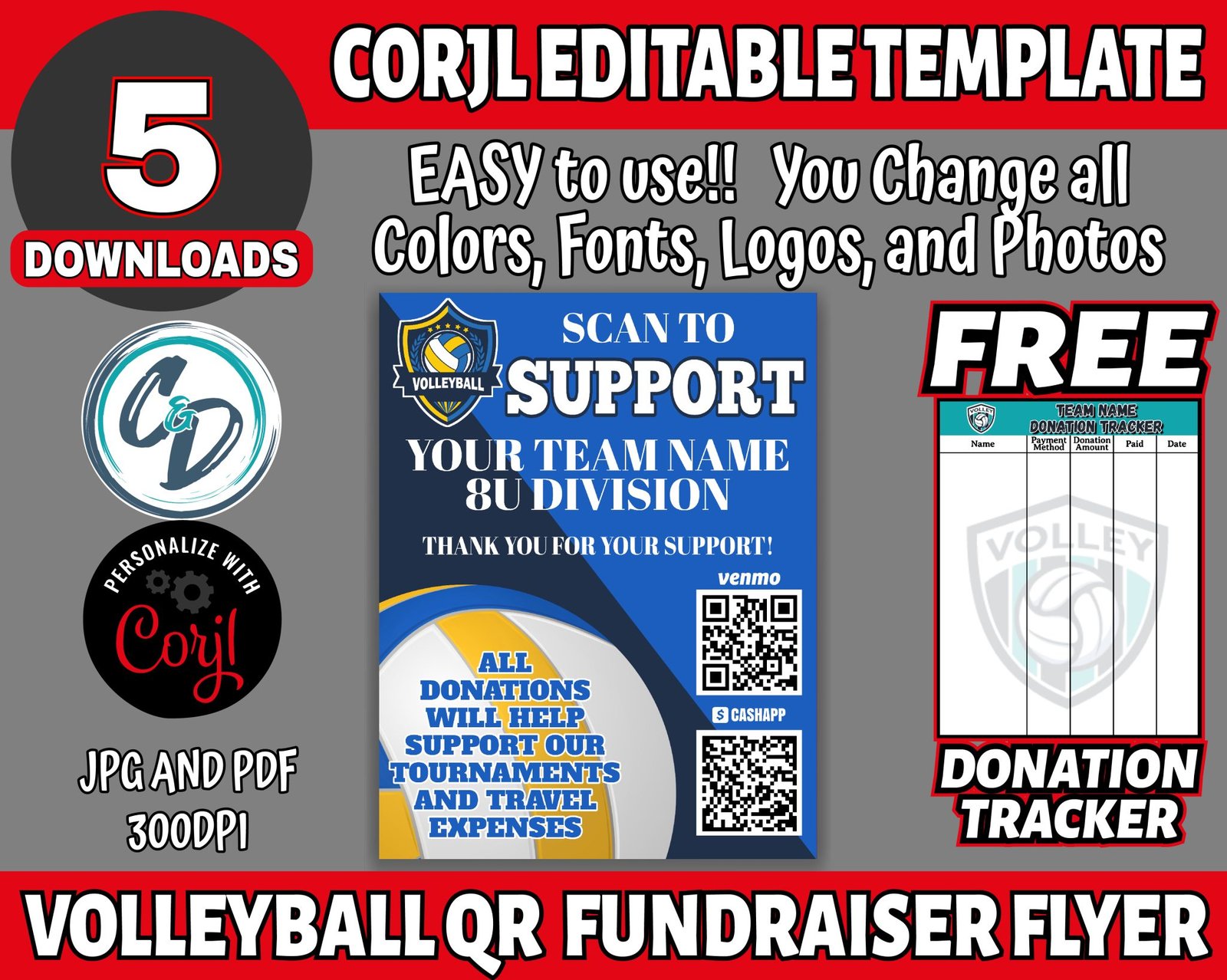 Volleyball QR Fundraiser – C and D Designs Co Shop