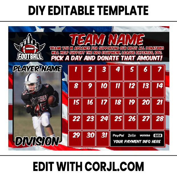 Football Calendar Fundraiser C and D Designs Co Shop
