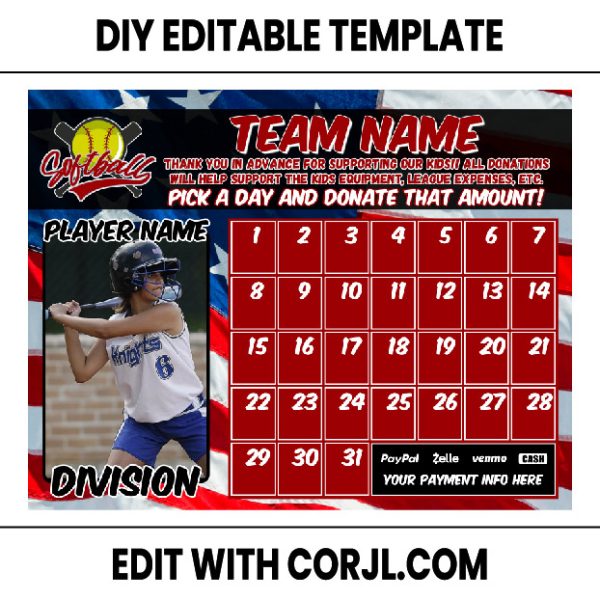 Softball Calendar Fundraiser – C and D Designs Co Shop
